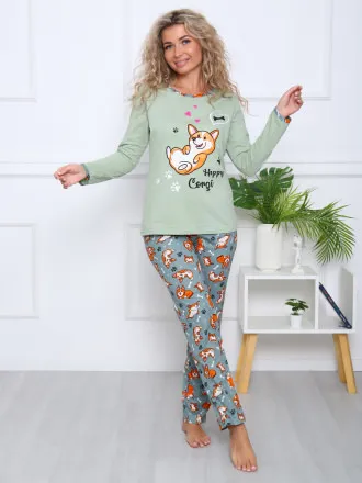 Корги плюс(олива) лонгслив+брюки