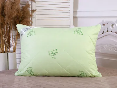 Подушка Бамбук тик 48*68 (550г)на молнии лебпух+бамбук,стег,лента,сумка(Н)