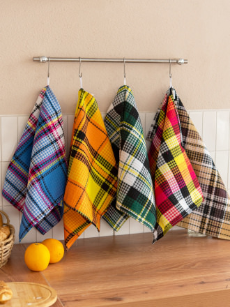 Набор полотенец "Шотландка" вафельн.