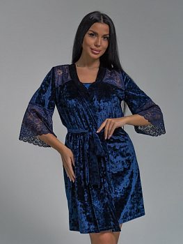 Юнона(индиго) пеньюар р.56, 88%п/э,12%лайкра